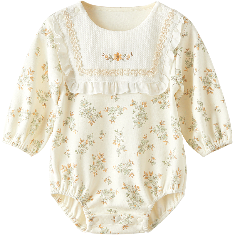 Wismorni Baby Girl Romper for Spring And Autumn, Adorable Infant Onesie for Going Out, Princess Style Triangle Bodysuit
