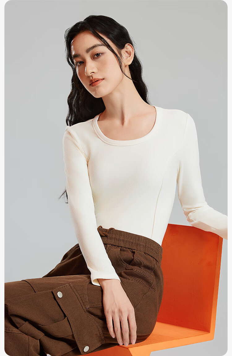 YOUKESHU Women's Base Layer, Spring Low-Collar Fishbone Inner Wear, 2026 New U-Neck Long-Sleeve Top, Autumn Underwear 5