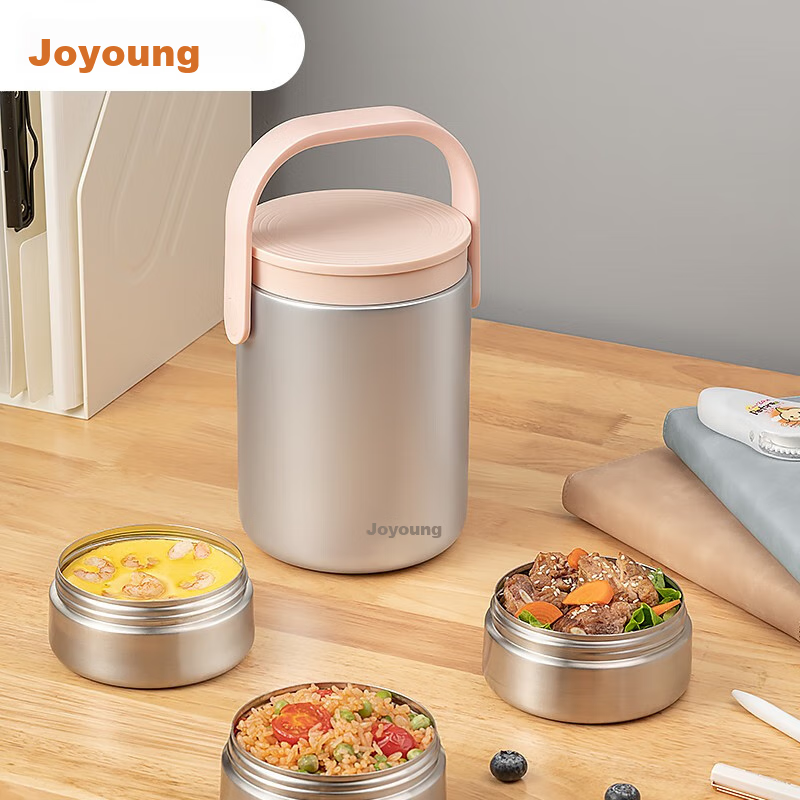 Joyoung Insulated Lunch Box with Handle, 1.8L Large Capacity, 304 Stainless Steel, Extra Long Insulation, for Office Workers, Lunch Carrier, Bento Box