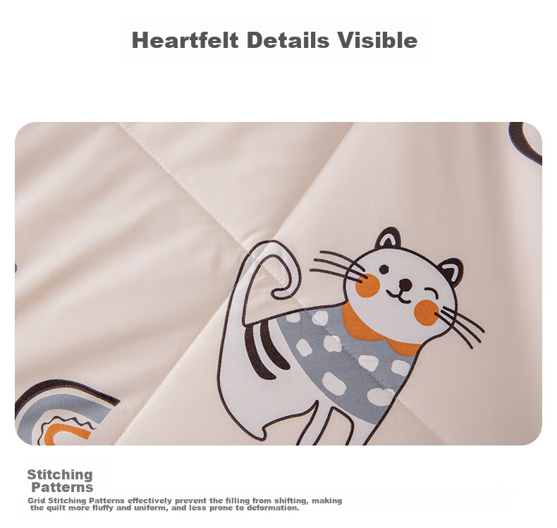 M·JBABY Class A Children's Antibacterial 30% Soybean Fiber All-Season Comforter, Spring And Autumn Cat Kingdom, Filled with 1000g, 200X230 10