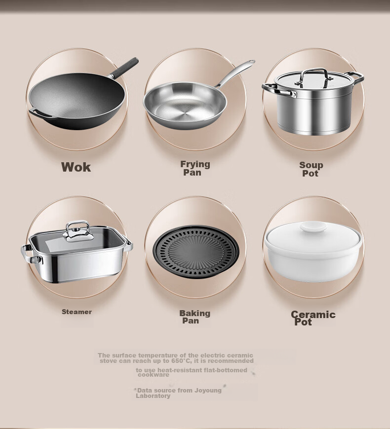 Joyoung Ceramic Induction Cooker, 2200W High Power, Household Hot Pot Stove with Low Radiation, Rotating Temperature Control, Compatible with Multiple Cookware, H22-X3 4