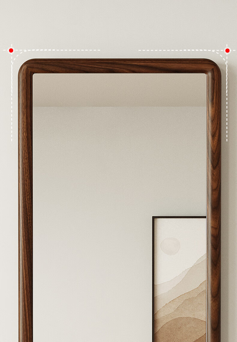 Moxiao Solid Wood Full-Length Mirror, Floor-Standing Bedroom Wall-Mounted Mirror, Simple Dressing Mirror, 45*155 Cm, Black Walnut Color 7