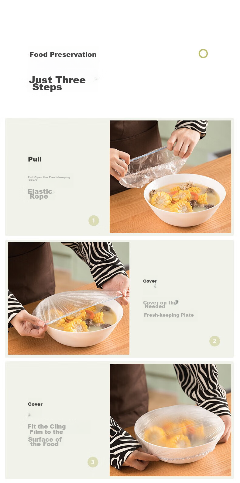 CHAHUA Food Storage Covers for Home Refrigerator, Elastic Mouth Covers for Bowls And Plates, Food-Grade Plastic Wrap Covers, 150 Pieces, Shower Cap Style 5