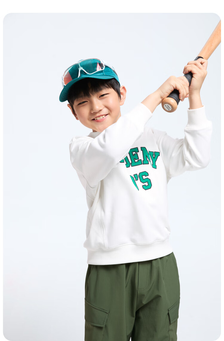 Annil Boys' Round Neck Long-Sleeve Sweatshirt, 2024 Autumn New Style, Off-White, Size 110 7