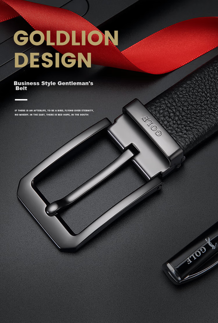 GOLF Pin Buckle Leather Belt for Men, Double-Sided Cowhide Wear-Resistant Waistband for Middle-Aged And Young Men, Gift Box Set, Present for Father 1