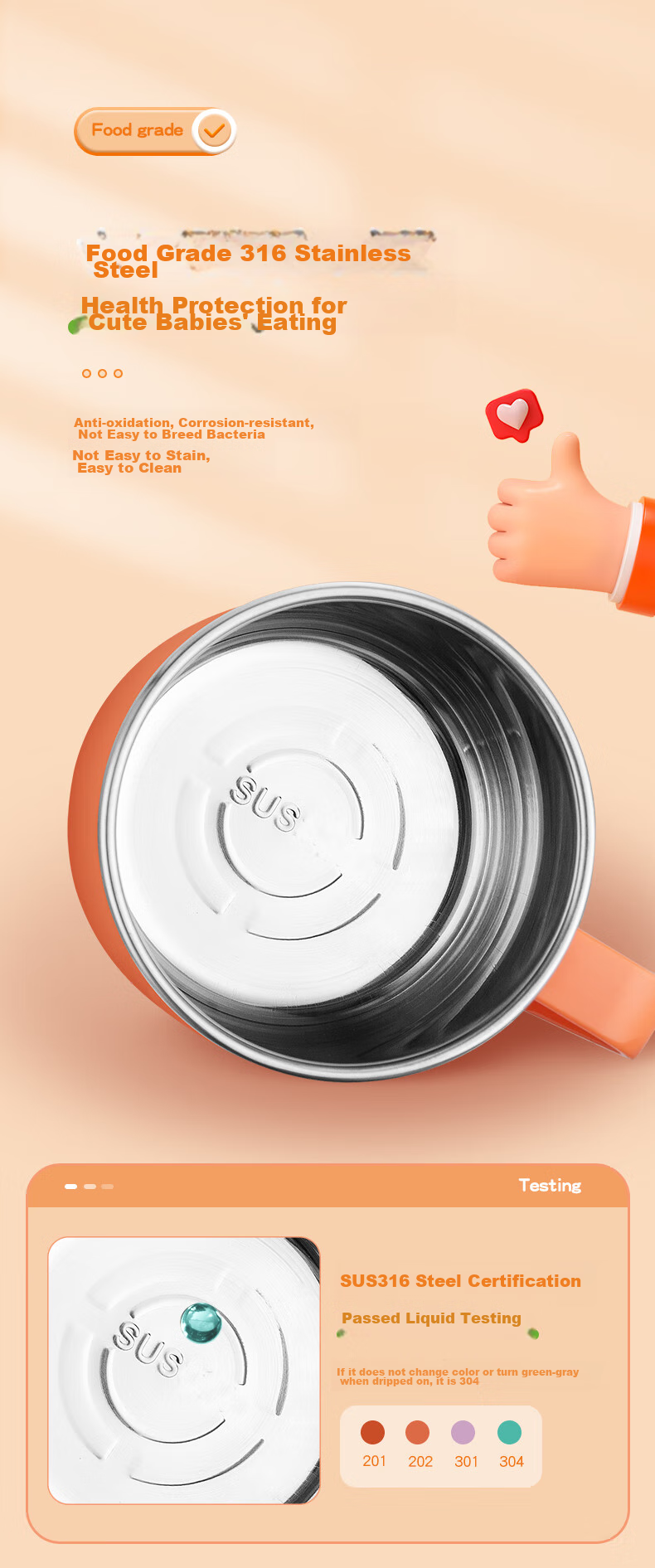 COOKSS Children's Water Cup Milk Cup 316 Stainless Steel Training Cup for Babies 1-3 Years Old with Straw And Scale Markings Gree 3