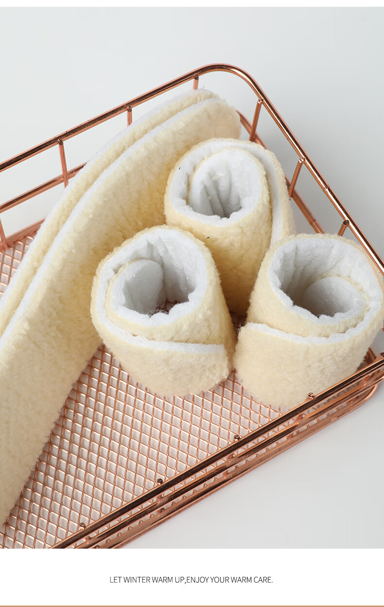 FOOTOPPO Children's Warm Lambswool Insoles, Thickened And Fleece-Lined for Winter, Anti-Cold Plush Wool Shoe Insoles 14