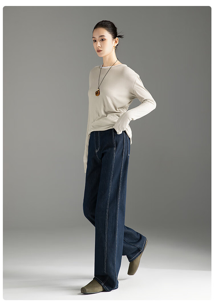 Dme Winter Anti-Fading Warm Fleece Straight-Leg Jeans, Warm Slim Fit Wide-Leg Pants for Wome 14