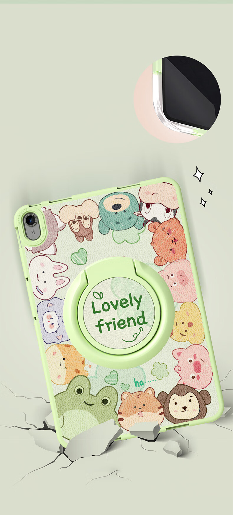 Asiwa Protective Case for Huawei MatePad 11.5" S, Compatible with 2025/24 Models, 11.5-Inch Soft Light Edition Dynamic Version, 360-Degree Rotating Stand, Horizontal And Vertical Placement, Shockproof, Cartoon Cute Desig 4