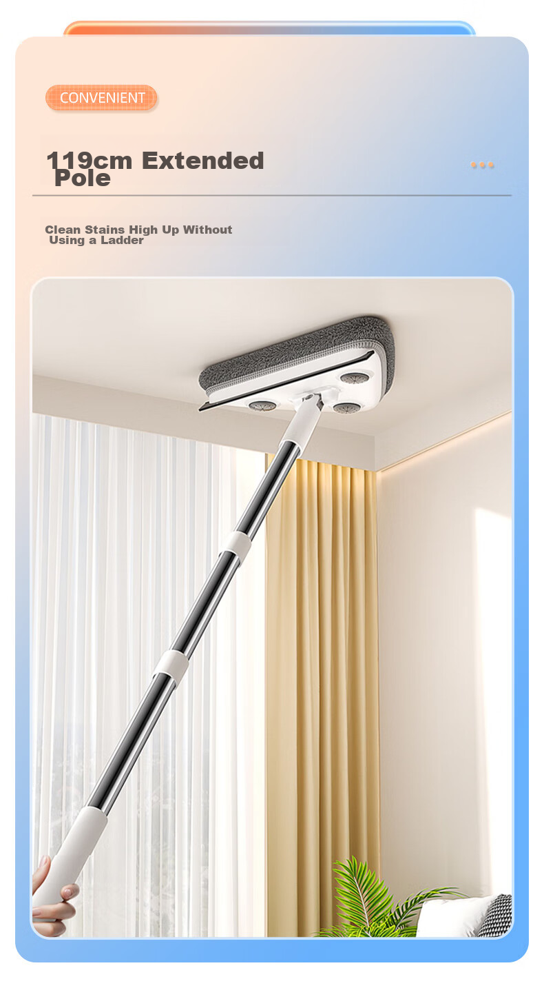 Jiabangshou Triangle Glass Cleaner, 2025 Model, for Home Use, Ceiling Cleaner, Cabinet And Wall Cleaner, Cleaning Tool, All-In *2 Pieces of Cloth 5