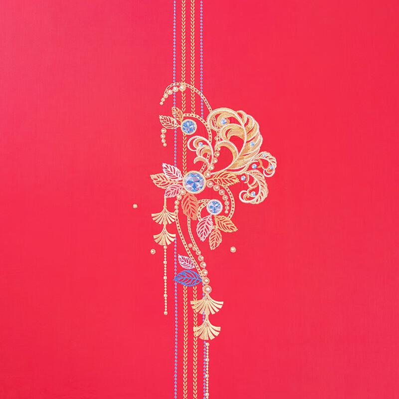 Fuanna Traditional Chinese Wedding Four-Piece Set National Style Embroidered Marriage Bedding for 1.8m Bed