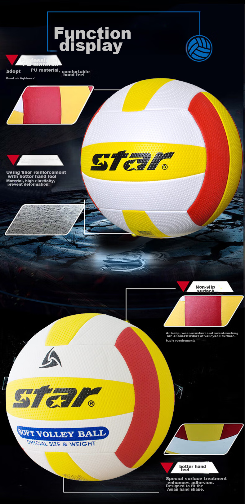 Star Volleyball, Size 7, Soft And Lightweight, for Children, Kindergarten Entertainment, Training, And Competition Ball, CB917 3