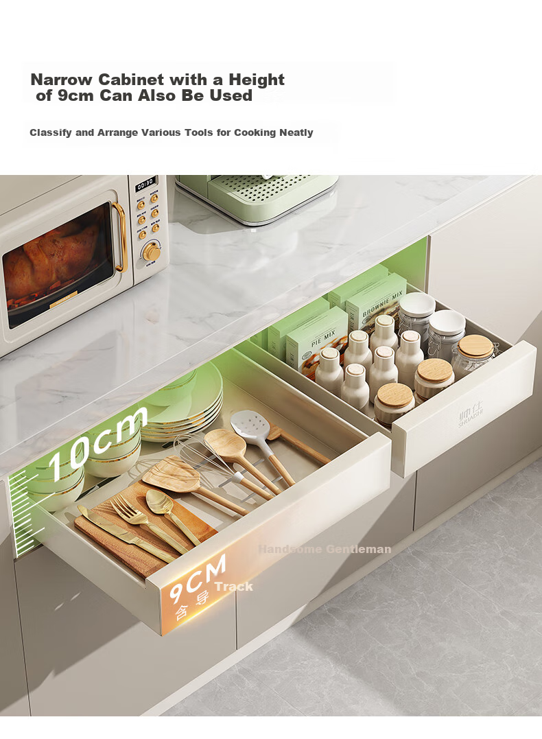 Shuaishi Pull-Out Kitchen Storage Rack, Drawer Dish Rack, No-Drill Cabinet Organizer, Spice Rack, Multifunctional Storage Cabinet 17