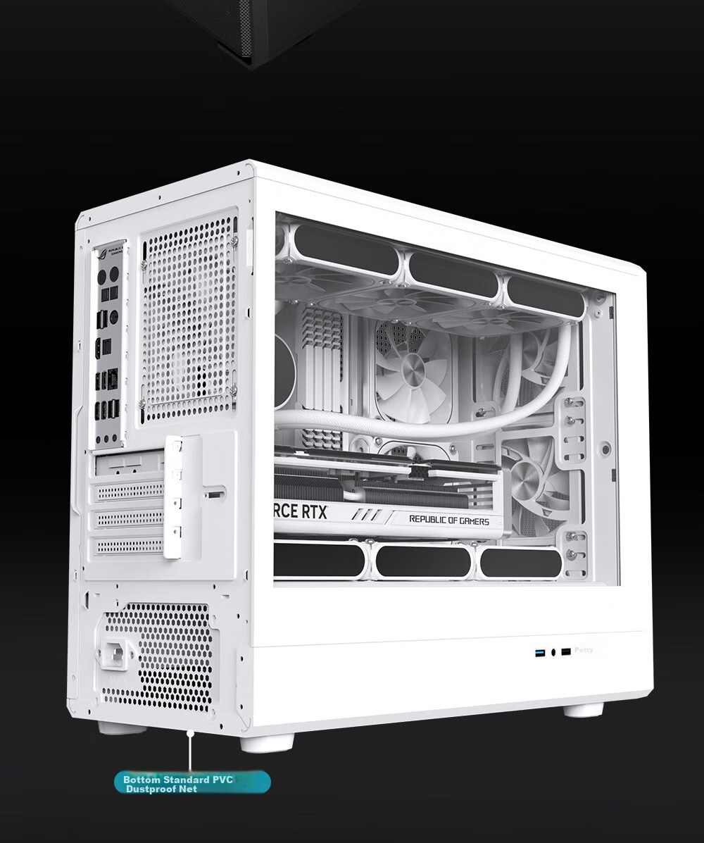 PADO W6 White MESH Mesh Cooling Case (Supports MATX Motherboard, Glass Side Panel, Steel Mesh Front Panel, Independent PSU Compartment, Dust Filter, Supports 4080 Graphics Card) White 10