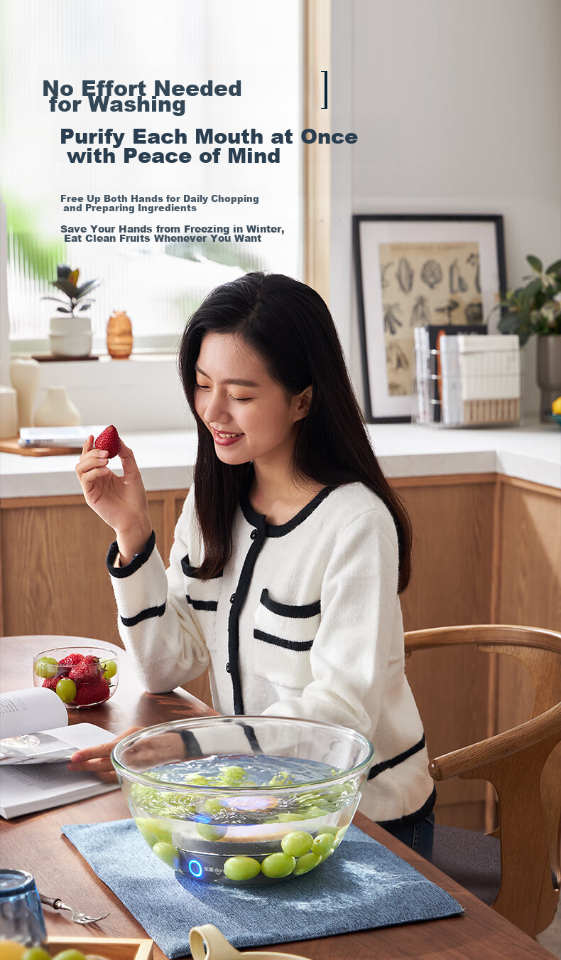 Donlim Fruit And Vegetable Washer, Home Use Food Purifier, Antibacterial Bubbles, Wireless Dual-Chamber, Meat And Vegetable Separation Purification Upgraded Model DL-1271 12