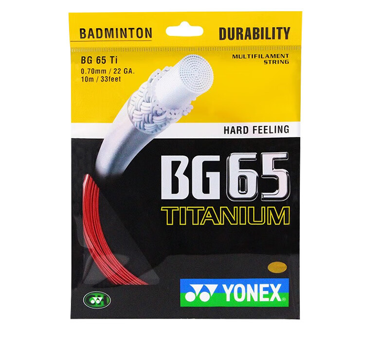 YONEX Badminton String, Durable High-Tension Type, for Competition And Training, Strength Type, BG65Ti-001, Red 10