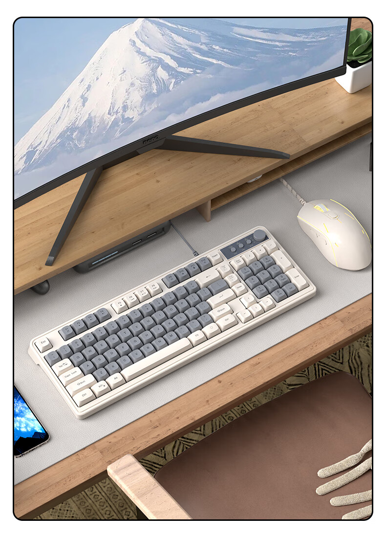 MageGee GK980 Mechanical Feel Keyboard And Mouse Set, 98-Key RGB Backlit Wired Keyboard, Office And Gaming Keyboard And Mouse Combo, Computer Laptop Keyboard And Mouse, White And Blue Color 13