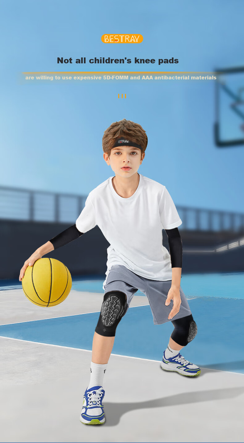 Bestray 5DFOM Children's Knee Pads, Anti-Fall Basketball Elbow Pads Set, Specialized Sports Protective Gear, Soccer Kneeling Pad, Paint Protection Cover 2