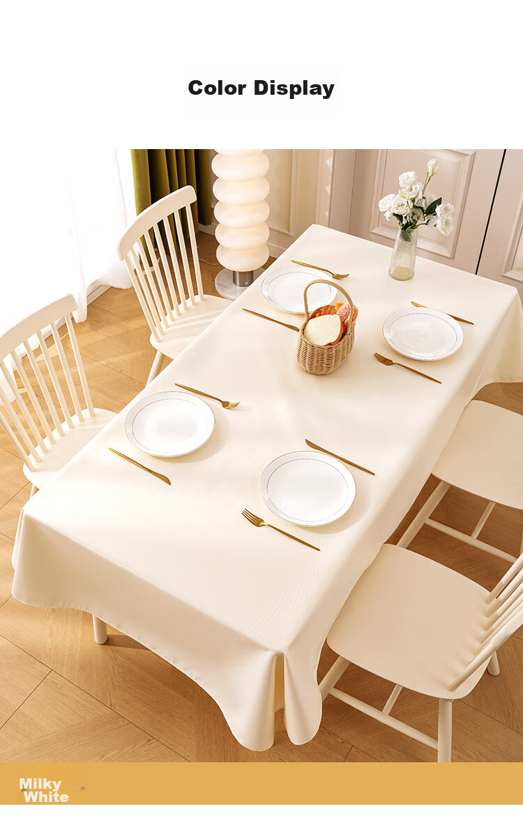 JD Original Large White Tablecloth, Waterproof And Oil-Resistant, Washable Fabric Table Cover, Thickened Table Mat for Dining Table And Coffee Table, 137x180cm 19