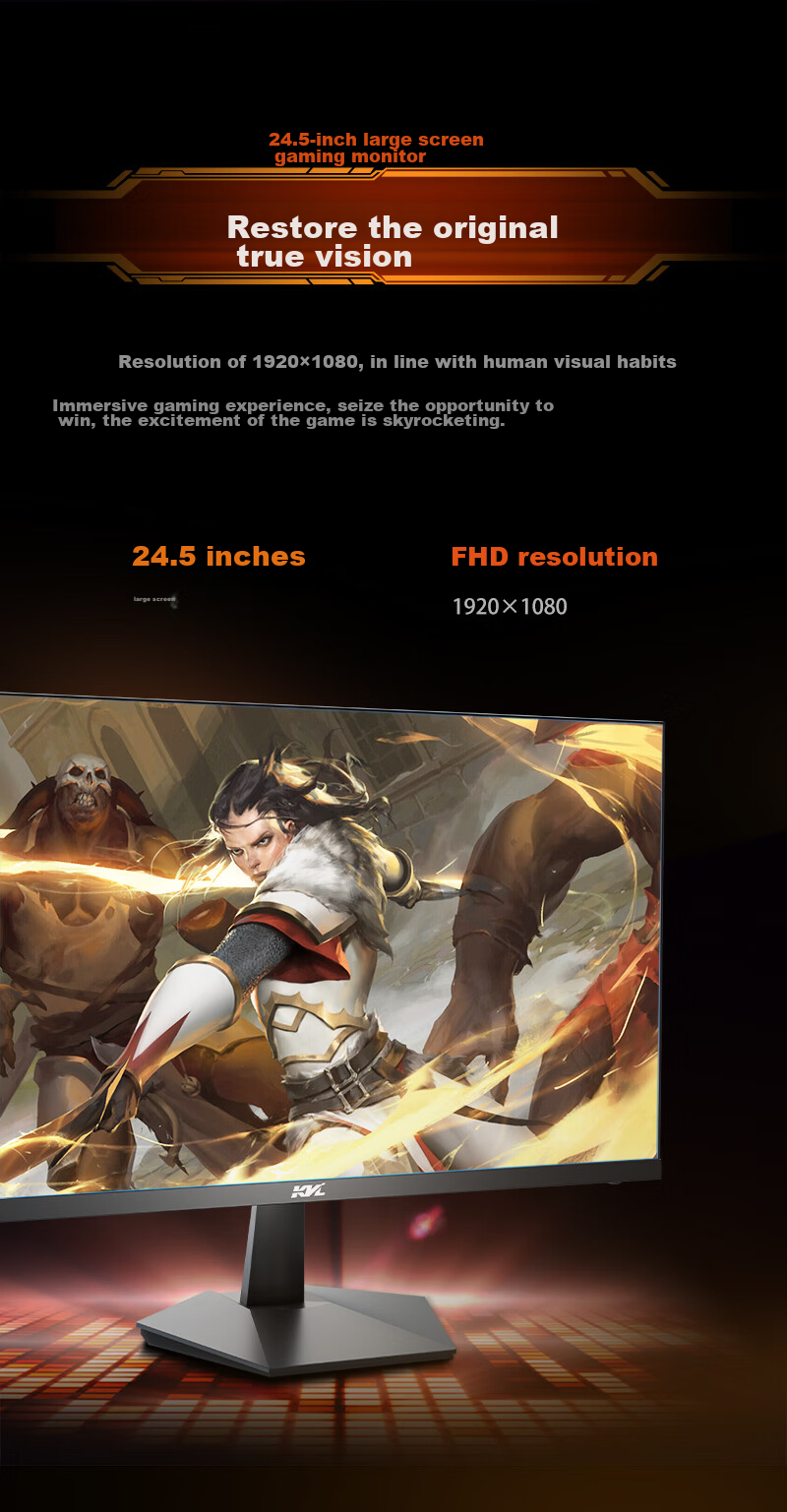 KVL 24.5-Inch 180Hz High Refresh Rate Gaming Monitor, 300 Nits Brightness, 1ms Response Time, Triple Micro-Edge Gaming And Office Display Screen KV259FX 4