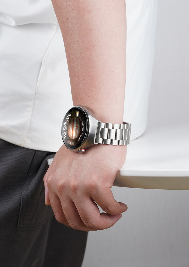 Watchbond Compatible with Huawei Watch Strap GT7Pro/6Pro, Steel Band for GT7/6/5/4/Pro, Stainless Steel Metal Three-Bead Porsche-Style Steel Band GT3Pro Strap 9