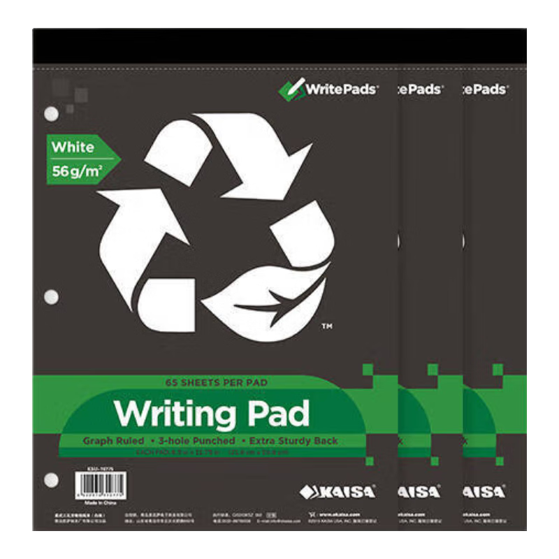KAISA Three-Ring Notebook A4+/65 Sheets American-Style Lined Notebook, Thin Crisp Pages, White, 3-Ring Binder, DIY Loose-Leaf, 3 Books