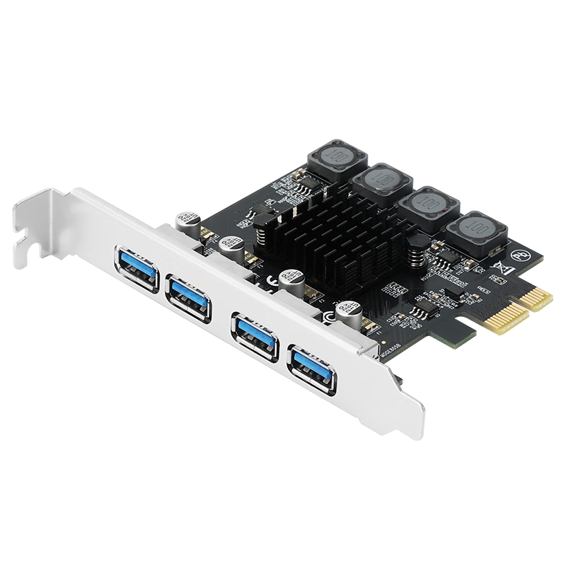 MOGEPCIE to 4-Port USB 3.0 Expansion Card, Desktop Computer Internal Four-Port USB 3.2 Gen1 Adapter Card, HUB Concentrator, 8A Power-Free, MC2014