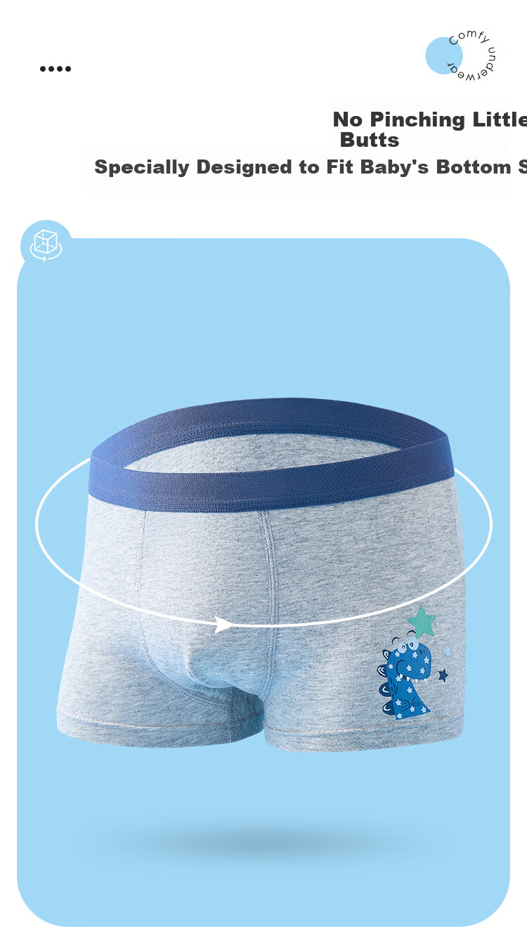 LangSha Children's Underwear, Boys' Boxer Briefs, Cotton Shorts for Older Kids, Student And Teenage Shorts, Four-Pack 7