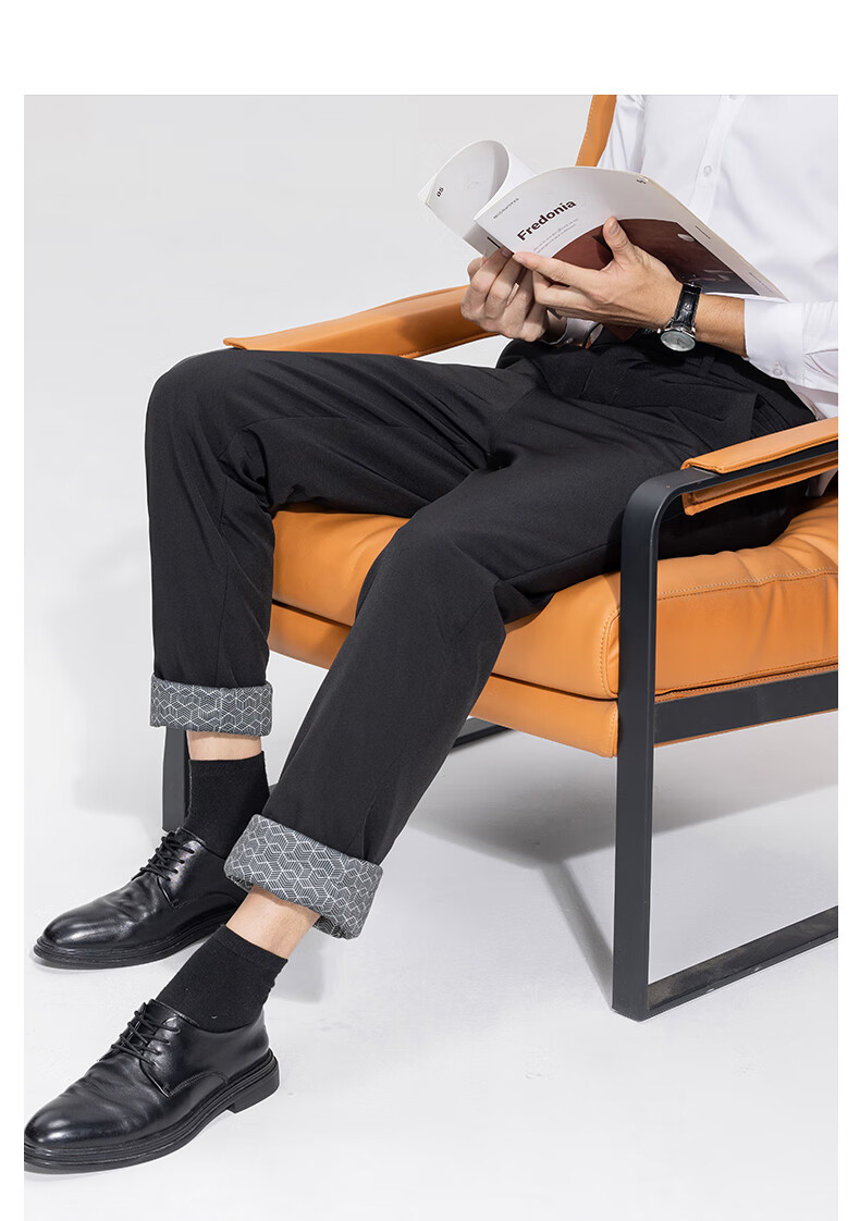 Pierre Cardin Men's Down Pants Autumn Winter New Thickened Fleece White Duck Down Casual Versatile Suit Trousers Black 33 7