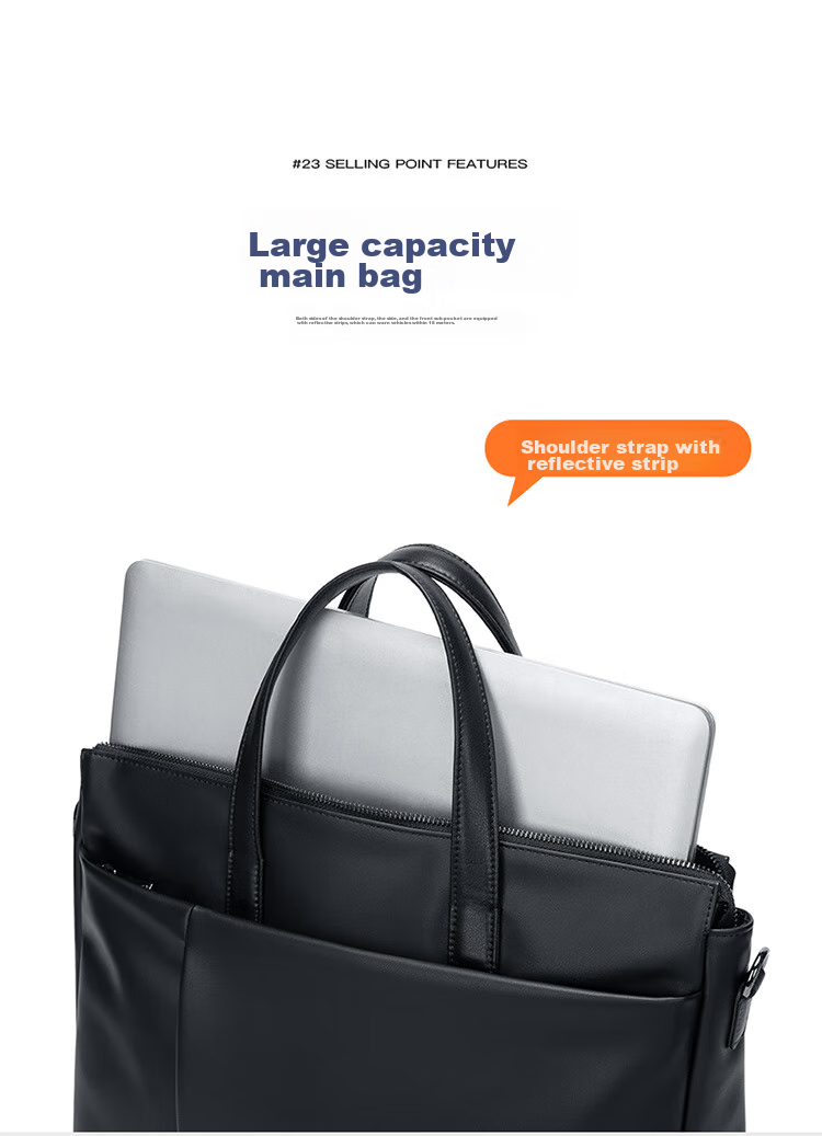 POLO Leather Briefcase, Men's Business Handbag, 16-Inch Laptop Bag, Horizontal Style, Single-Shoulder Document Bag, Birthday Gift 9