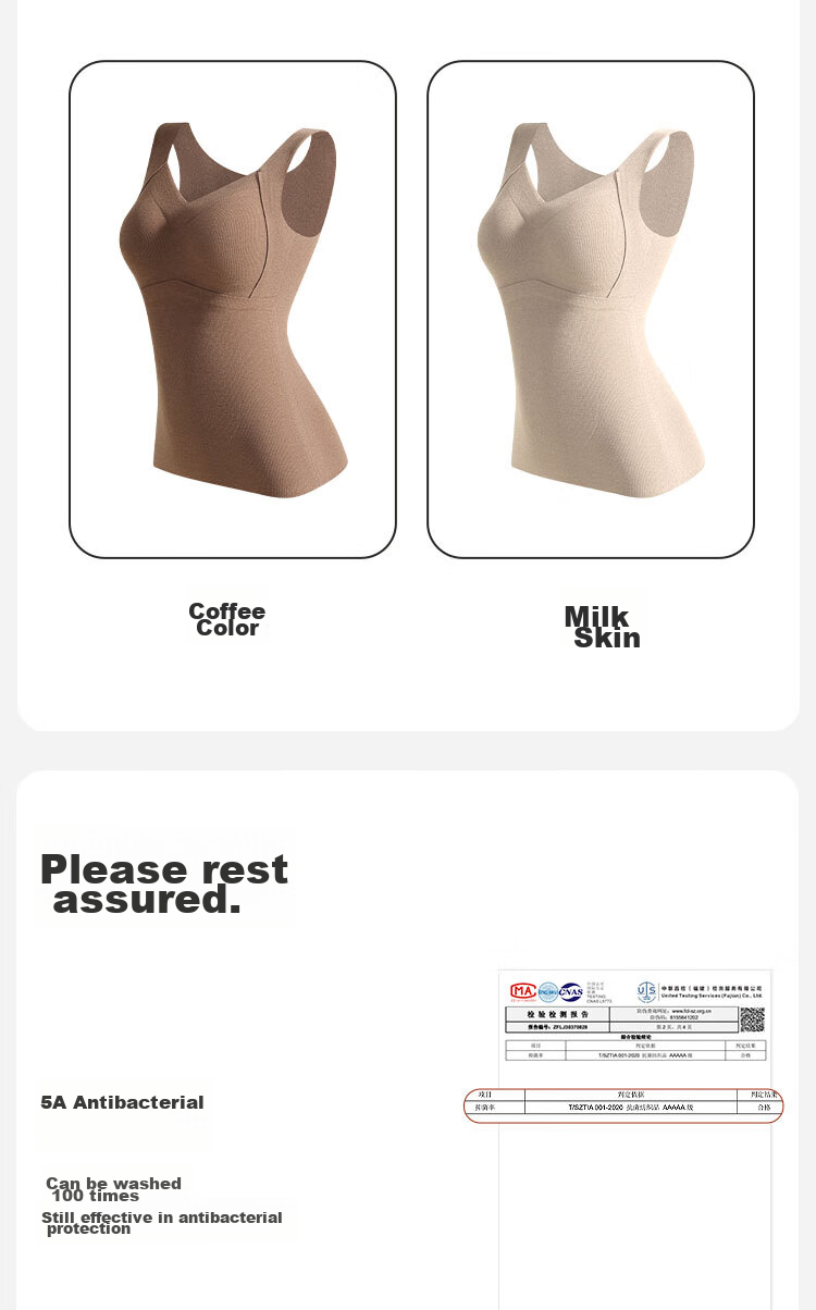 GUJIN Seamless Thermal Vest for Women, Undershirt Camisole with Chest Pads, Contains Mulberry Silk Patch, New Autumn And Winter Style for Ladies 11
