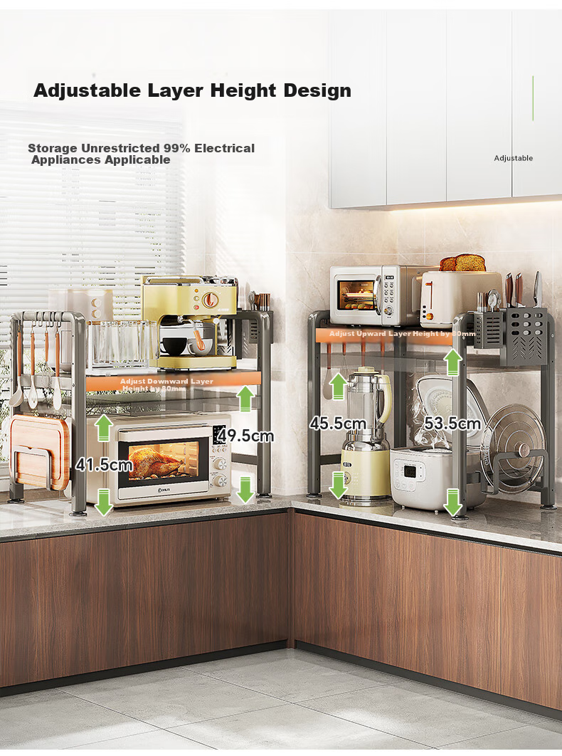 Shuaishi Kitchen Storage Rack for Rice Cooker, Oven, Microwave, Desktop Shelf, Countertop Multi-Layer Kitchen Organizer 4