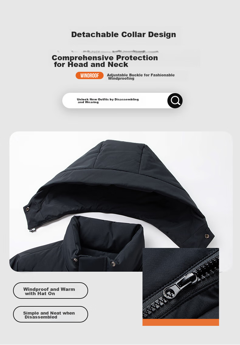 Yalu down Jacket for Men, 2025 Autumn And Winter, Thickened Detachable Hooded Short Style, Business Casual Cold-Proof Winter Coat 8