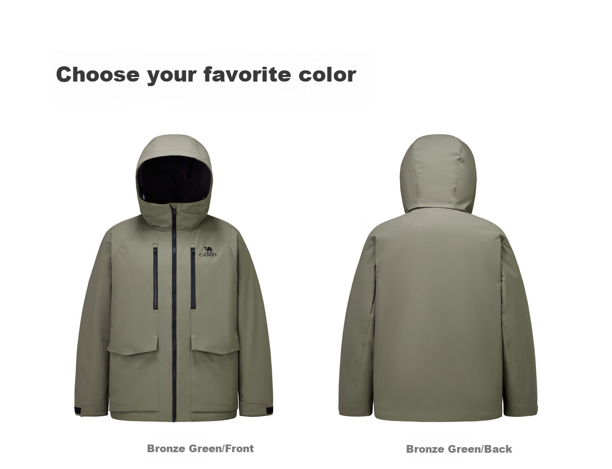 CAMEL Men's Jacket, Cotton Coat, Winter Hooded Fleece-Lined Thickened Waterproof Workwear Cotton Jacket for Men, M34CAEC735 30