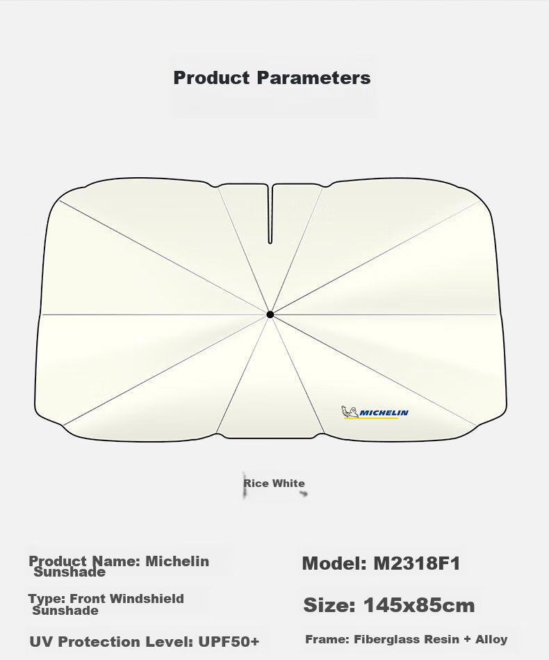 MICHELIN Car Sunshade, Front Windshield Sun Visor, UV Protection, Heat Insulation, Universal Fit for Li Auto I9 13