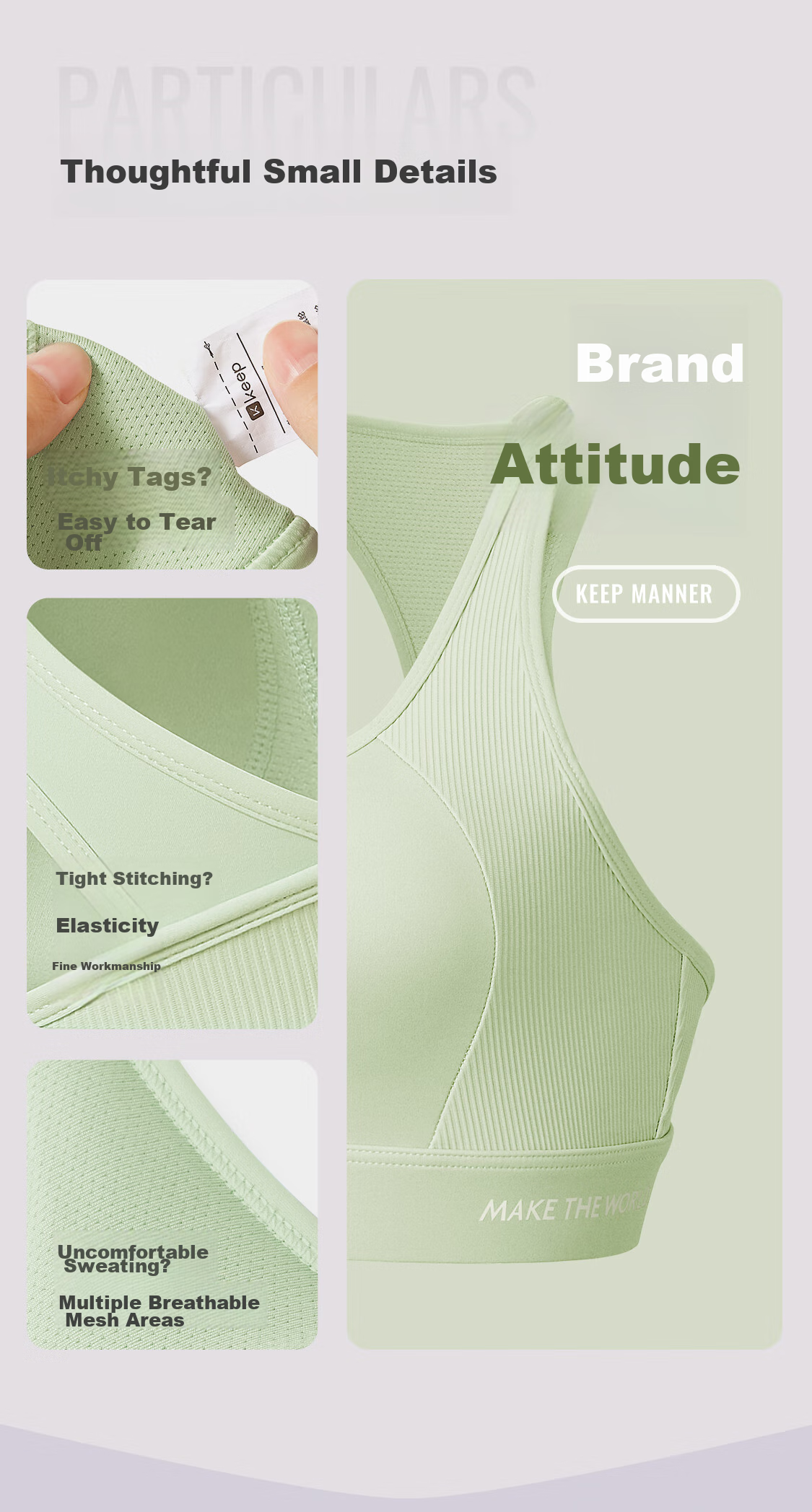 Keep High-Intensity Sports Bra, Anti-Sagging, Side Support, Training Bra for Running, Summer Wear, Shock-Absorbing, Milkshake Purple, M 13