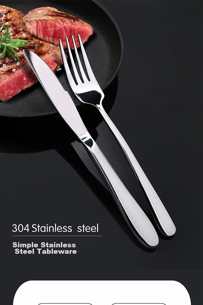 Edo 304 Stainless Steel Western Steak Knife And Fork Set, 410 Stainless Steel Tableware Set: Main Knife + Main Fork + Gift Box 1