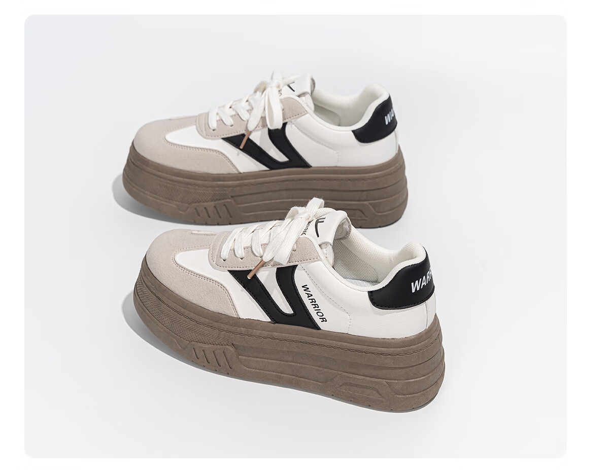 Huili Women's Shoes Spring Thick-Soled Training Shoes Versatile Comfortable Sneakers for Female Students Sports Casual Shoes Beige/white 39 19