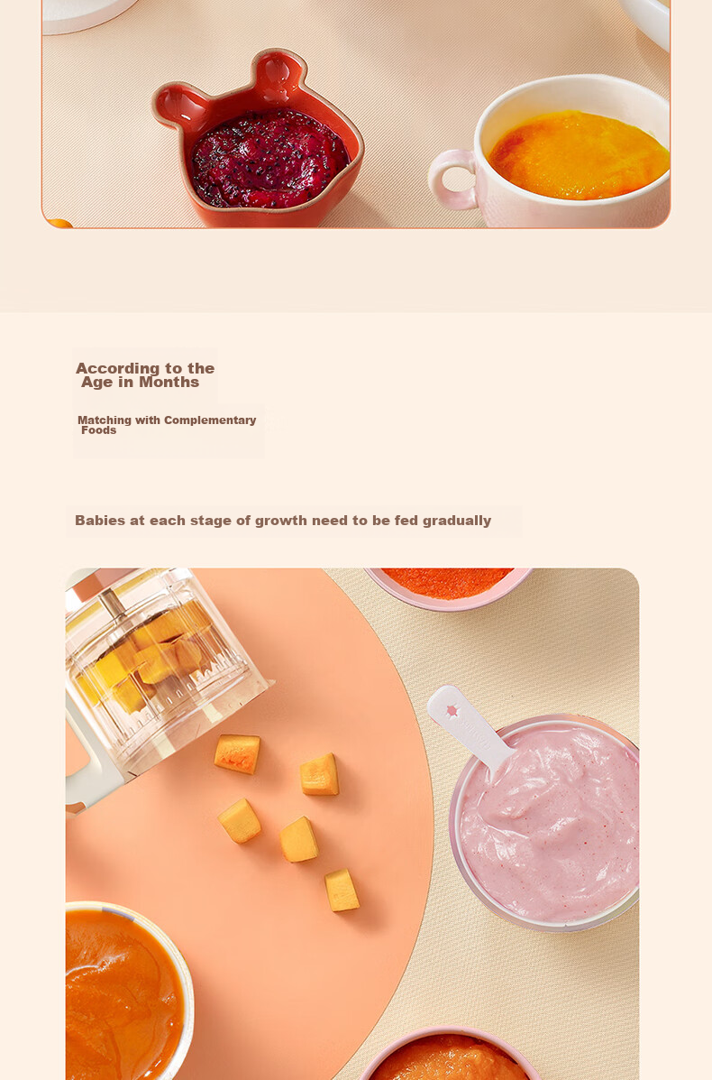 GUGE German [June - 2 Years] All-In Steaming, Cooking And Mixing Baby Food Processor with Stainless Steel Blades, Multifunctional Grinder And Crusher, Automatic Home Juicer And Food Processor GG658 11