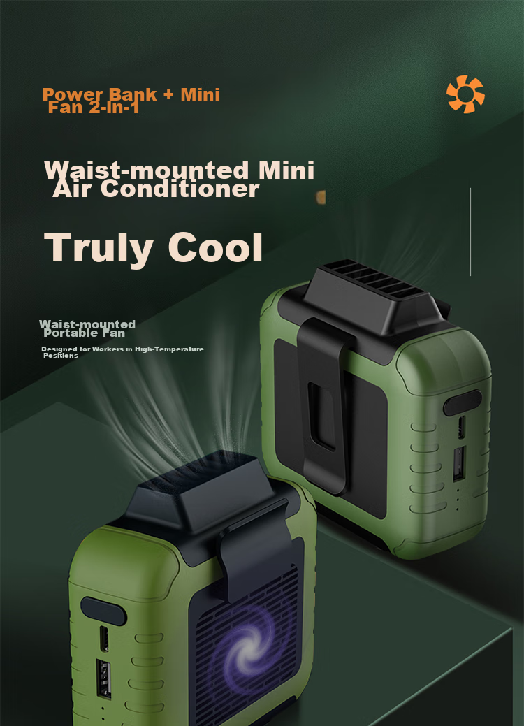 Kewo [Instant Cooling in 1 Second | Drops 16°C Instantly] Waist-Hanging Portable Fan, Powerful Cooling Device for Construction Sites, Large Airflow, Neck-Hanging Fan for Delivery Workers, Summer Outdo 1
