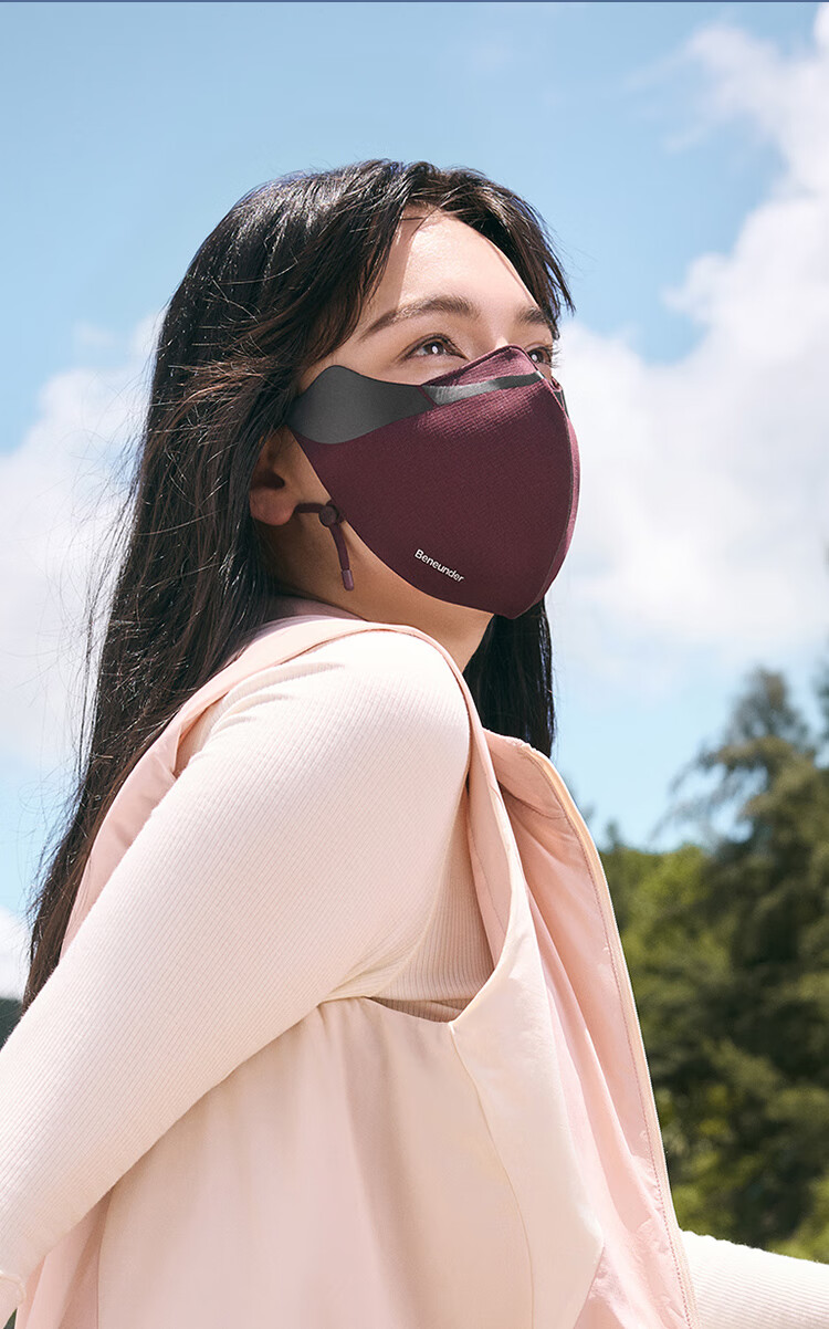 Beneunder Facial Mask with Protective Screen, Winter Face Mask, Physical Moisturizing Sun Protection Mask, Breathable for Sensitive Skin, Deep Floral Gray 2