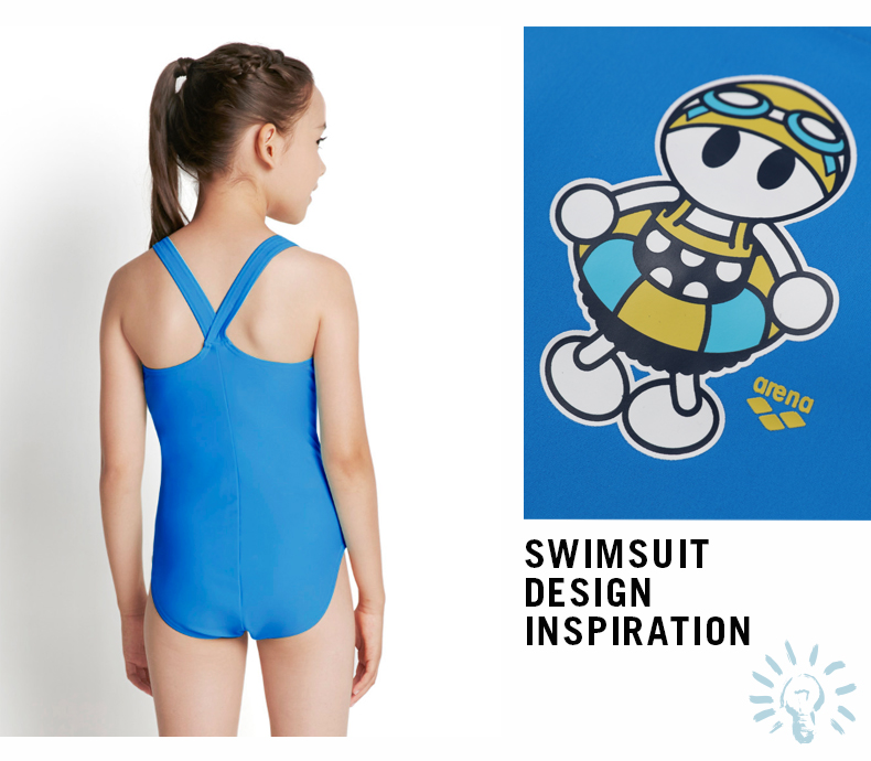 Arena Children's One-Piece Swimsuit, Girls' Triangle Swimwear for Older Kids, Comfortable Quick-Dry Training Beach Wear JSS7425WJ Blue 140 9