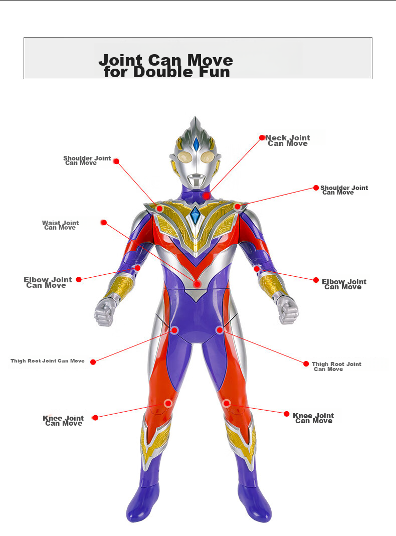 LDCX Ultraman Tiga Deluxe Sound And Light Large Action Figure Toy for Boys, Children's Birthday, New Year, Christmas Gift Box 5