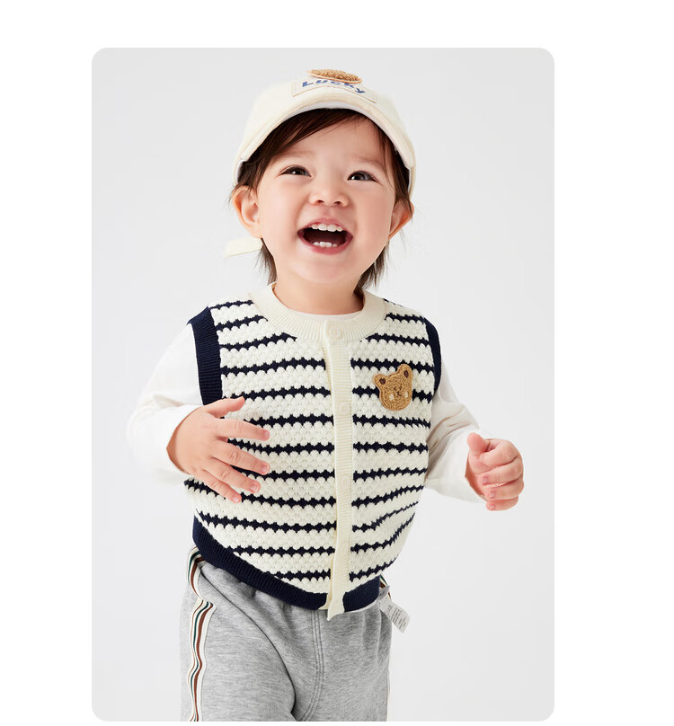 BALABALA Children's Clothing, Boys' Vest, Baby Pure Cotton Sweater, 2025 Autumn New Style Knitted Waistcoat, Cute Inner Wear Top 13