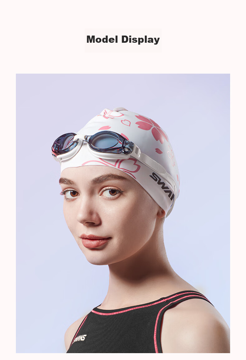 SWANS Swimming Cap for Women, Waterproof, Large Size with Ear Protection, Non-Binding Silicone Swim Cap for Men And Children, Two-Pack 6