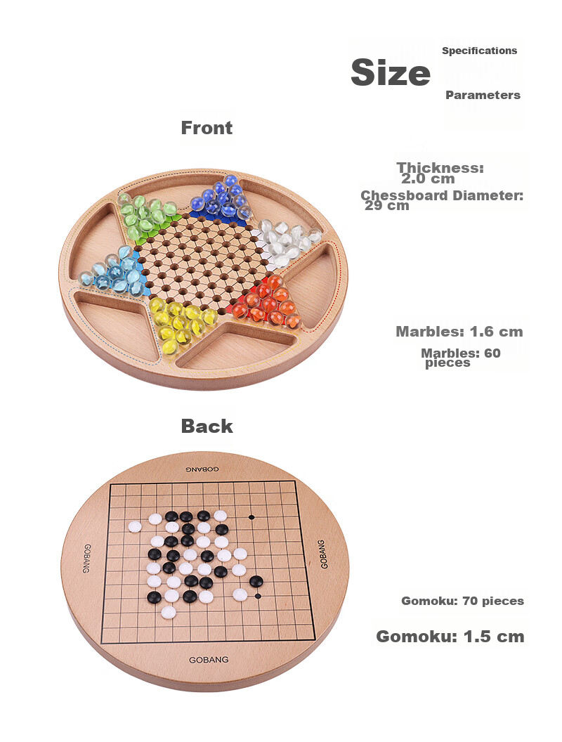 Shenglv Five-In Acrylic Bead Checkers And Gomoku Board Game Set for Kids, Large Size Family Interactive Travel Toy 8