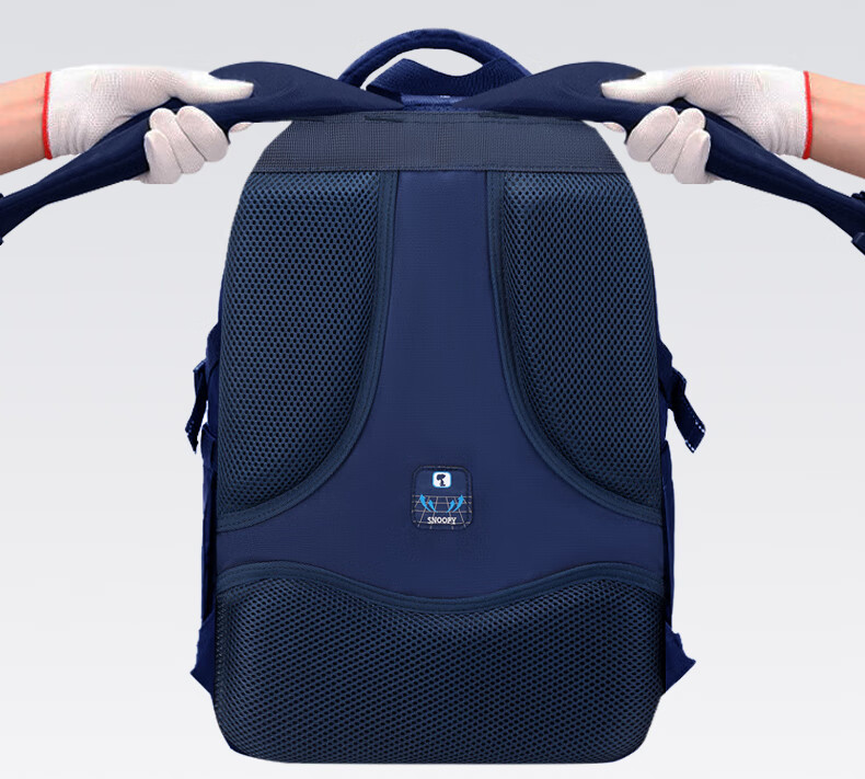 SNOOPY Middle School Backpack, Large Capacity with Multiple Compartments, for Grades 4-9 Boys And High School Students, Double Shoulder Bag, Navy Blue 18