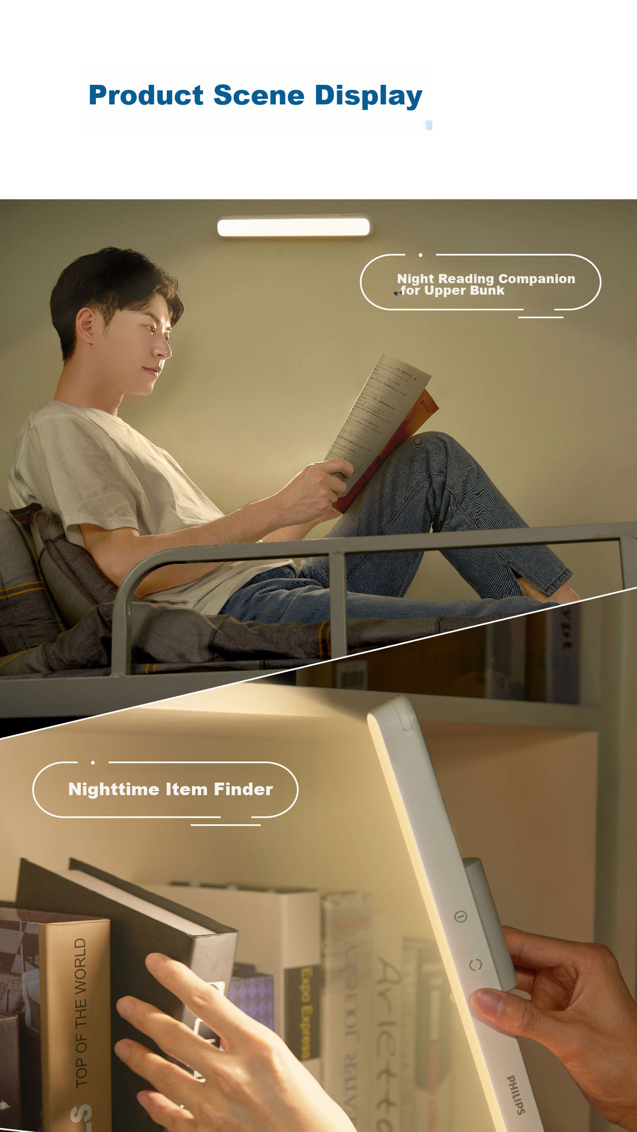 PHILIPS Eye Protection Study Desk Lamp for College Students' Dormitory, Bedside Lamp, Rechargeable Portable Magnetic Cool Guy Lamp 10