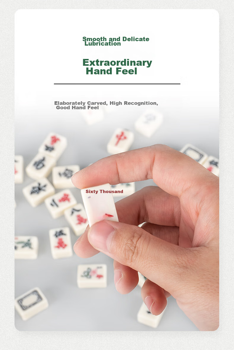 Wangjing Poker Mini Mahjong Hand-Rub Portable Home Dormitory Outdoor Travel Camping Travel Mini Mahjong Tiles Small with Ruler 7