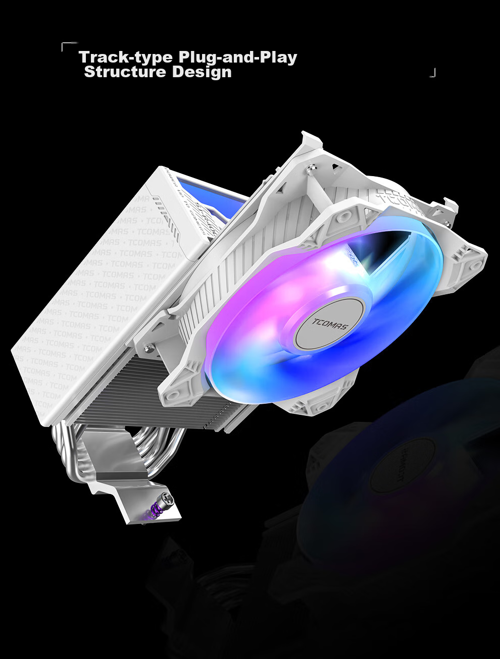 TCOMAS Titanium Zirconium R400 White CPU Air Cooler with 4 Heat Pipes, 245W Thermal Dissipation, ARGB Lighting Sync, 2500 High RPM Fan, Compatible with AM5/AM4/AM3 8